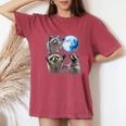 Raccoons Moonlight Howl Women's Oversized T-Shirt | Cozy Comfort Crimson
