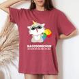 Racoonicorn Trash Panda Women's Oversized T-Shirt - Whimsical Comfort Crimson