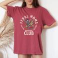 Retro Feral Moms Social Club Sarcastic Saying Mothers Women's Oversized Comfort T-Shirt Crimson