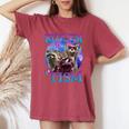 Rizz Em With The Tism Retro Raccoon Meme Women's Oversized Comfort Colors T-Shirt Crimson