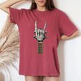 Rock On Skeleton Mano Guitarra Rock & Roll Hombres Es Rock Band Camiseta extragrande cómoda para mujer Crimson