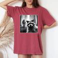 Scared Raccoon Selfie With Sasquatch Bigfoot Raccoon Women's Oversized Comfort Colors T-Shirt Crimson