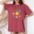 Sistema Solar Planetas Galaxia Niños Niñas Espacio Cuello Camiseta extragrande cómoda para mujer Crimson