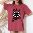 Trash Panda Women's T-Shirt - Raccoon Design, Oversized Fit Crimson