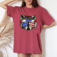 USA Patriotic Raccoon Shirt July 4th T-Shirt Trash Panda Women's Oversized Comfort Colors T-Shirt Crimson