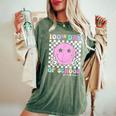 100Th Day Of School Vibes Cute Groovy 100 Days Of School Kid Women's Oversized Comfort T-Shirt Moss