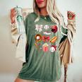 Baseball Mom Coquette Bow Mother's Day Baseball Mama Women's Oversized Comfort T-Shirt Moss
