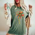 Border Collie Mom Sunflower Dog Paw Colorful Women's Oversized Comfort T-Shirt Moss