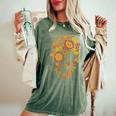 Calavera Khokhloma Camiseta extragrande cómoda para mujer Moss