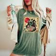 Cat Ramen Japanese Samurai Kawaii Cat Anime Girls Boys Women's Oversized Comfort T-Shirt Moss