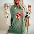 Cool Retro Cupid Leopard Peace Sign Valentines Day For Girls Women's Oversized Comfort T-Shirt Moss