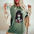 Creepy Kawaii Goth Girl Horror Anime Aesthetic Women's Oversized Comfort T-Shirt Moss