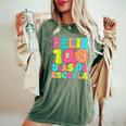 Feliz 100 Dias De Escuela Groovy 100 Days Spanish Teacher Women's Oversized Comfort T-Shirt Moss