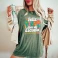 Feliz 100 Diaz De Escuela 100Th Day School Spanish Teacher Women's Oversized Comfort T-Shirt Moss