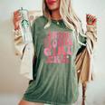 Cute In My Flower Girl Era Retro Groovy Flower Women's Oversized Comfort T-Shirt Moss
