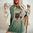 Kawaii Cat Eating Sushi Japanese Anime Cute Sushi Cat Girls Women's Oversized Comfort T-Shirt Moss