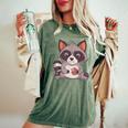 Raccoon Cookie Lover - Oversized Women's T-Shirt in Comfort Colors Moss