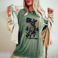 Raccoon Cowboy Oversized Women's Tee - Western Vintage Style Moss