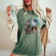 Raccoon Moon Head Women's Oversized Tee - Unisex Appeal Moss