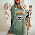 Rainbow Raccoon LGBTQ Pride Women's Oversized T-Shirt - Be Gay Do Crime Moss