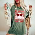 Retro Groovy Valentines Day Girl Valentine Vibes Women's Oversized Comfort T-Shirt Moss