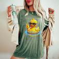 Retro Groovy Yellow Rubber Duck Peace Duck Lovers Women's Oversized Comfort T-Shirt Moss