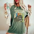 Retro Raccoon Camping Lover Shirt - Women's Oversized Tee Moss