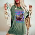 Rizz Em With The Tism Retro Raccoon Meme Women's Oversized Comfort Colors T-Shirt Moss