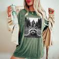 Scared Raccoon & Sasquatch Women's T-Shirt - Cozy Oversized Fit Moss