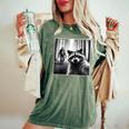 Scared Raccoon Selfie With Sasquatch Bigfoot Raccoon Women's Oversized Comfort Colors T-Shirt Moss