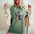 Three Possum Moon Oversized Women's T-Shirt - Quirky Cursed Meme Moss