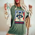 Trash Panda Raccoon Women's Comfort T-Shirt - Oversized Style Moss