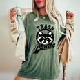 Trash Panda Women's T-Shirt - Raccoon Design, Oversized Fit Moss