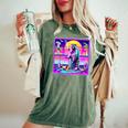 Vaporwave Raccoon Women's Oversized T-Shirt - Fun Retrowave Style Moss