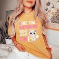 5Th Birthday Girl 5Yr Five 5 Year Old Kitten Cat Bday Women's Oversized Comfort T-Shirt Mustard