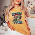 Autism Awareness Raccoon Women's Oversized T-Shirt | Comfort Colors Mustard
