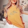 Ballena Orca Cuello Camiseta extragrande cómoda para mujer Mustard