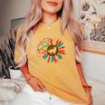 Border Collie Mom Sunflower Dog Paw Colorful Women's Oversized Comfort T-Shirt Mustard