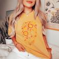 Calavera Khokhloma Camiseta extragrande cómoda para mujer Mustard