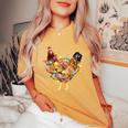 Chicken Santa Christmas Tree Chicken Camiseta extragrande cómoda para mujer Mustard