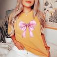 Coquette Pink Bow For Girls Cute Pink Coquette Bow Women's Oversized Comfort T-Shirt Mustard