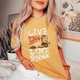 Cowboy Cowgirl Dancing Live Western Line Bailando Regalos Cuello Camiseta extragrande cómoda para mujer Mustard
