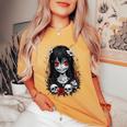 Creepy Kawaii Goth Girl Horror Anime Aesthetic Women's Oversized Comfort T-Shirt Mustard