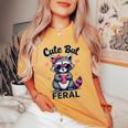 Cute But Feral Girl Summer Raccoon Funny Women Women's Oversized Comfort Colors T-Shirt Mustard