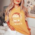 Dragon Barbu En Kanji Japonais Rétro Mignon Pogona Floral T-shirt oversize confortable pour femme Mustard