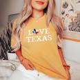 Êtements D'artintage Du Drapeau De L'état Du Texas En Détresse Love Texas T-shirt oversize confortable pour femme Mustard