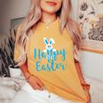 Felices Pascuas Es Niños Conejito De Pascua Camiseta extragrande cómoda para mujer Mustard
