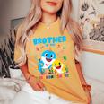 Brother Of The Birthday Family Shark Birthday Boy Girl Women's Oversized Comfort T-Shirt Mustard