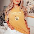 Chicken Game Ltd Divertido Diseño De Pollo Con Texto En Inglés Don't Look Niños Negro Manga De Doble Puntada Camiseta extragrande cómoda para mujer Mustard