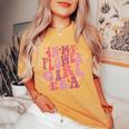 Cute In My Flower Girl Era Retro Groovy Flower Women's Oversized Comfort T-Shirt Mustard